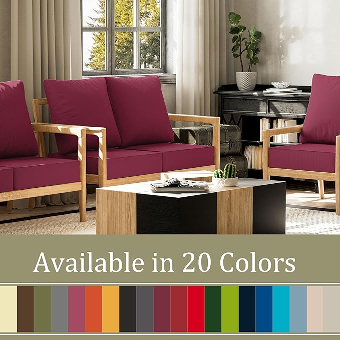 Outdoor Seat Cushion Set 24 x 24 x6.5 Inch Splash-Proof & Fade Resistant Patio Furniture Cushions with Removable Cover Deep Seat & Back Cushion with Straps for Chair Sofa Couch
