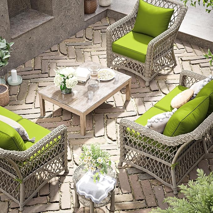 Premium Outdoor Seat Cushion Chair Cushions for Patio Furniture 19 L X 19 W X 4 H Waterproof & Fade Resistant Deep Seat and Backrest Cushion Set with Removable Covers for Chair, Sofa