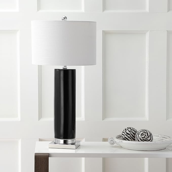JONATHAN Y JYL8021B Dallas 31.5" Ceramic LED Table Lamp Contemporary Transitional Bedside Desk Nightstand Lamp for Bedroom Living Room Office College Bookcase LED Bulb Included, Black/Chrome
