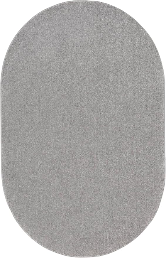 Nourison Home Essentials Indoor/Outdoor Silver Grey 6' x 9' Oval Area Rug, Easy Cleaning, Non Shedding, Bed Room, Living Room, Dining Room, Backyard, Deck, Patio (6x9 Oval)