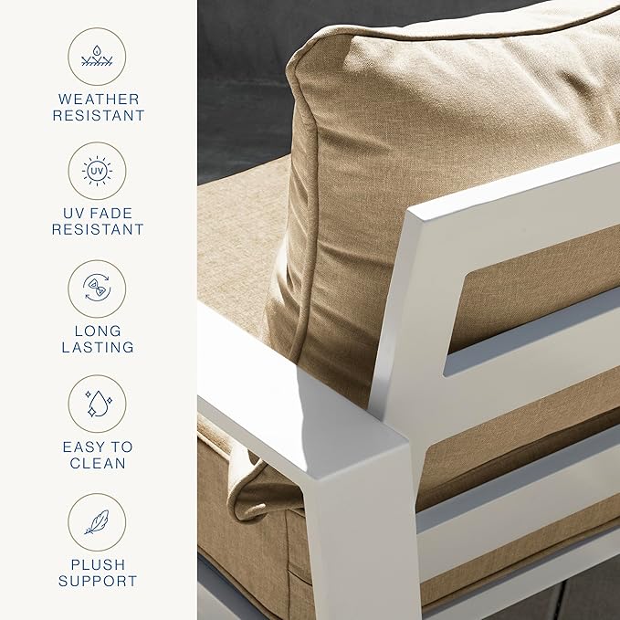 Honeycomb Outdoor Essentials Deep Seat, 24 x 24, Hampton Texture Neutral Chair Cushion for Patio Furniture