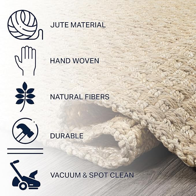 JONATHAN Y Estera Hand Woven Boucle Chunky Jute Ivory Indoor Area Rug, 4x6, Bohemian, Transitional, Easy-Cleaning for Living Room, Bedroom, Kitchen, Pet Friendly, Non-Shedding (NFR102B-4)