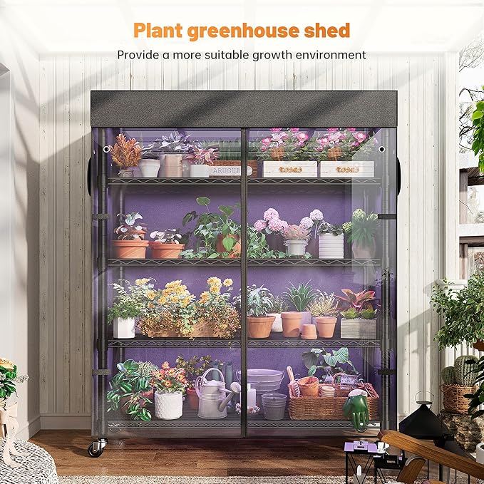 REIBII 72.8" H Storage Shelves with Wheels Wire Shelving Cover Heavy Duty Metal Shelving for Dorm Storage Shelves, Garage Storage Rack Shelf Commercial Shelving,35" W*16" D*72.8" H