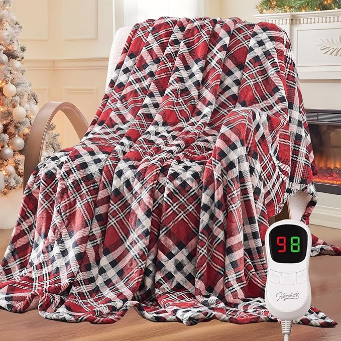 HomeMate Electric Blanket Heated Full Size - 72“x84“ Ultra Soft Cozy Flannel Heating Blanket with 10 Fast Heat Levels 8 Hours Auto Off Over-Heated Protection ETL Certification Keep Warm in Home Office