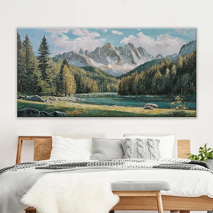 Tsomzxng Modern Wall Art Decor Natural Home Wall Decorations Canvas Art Wall Decor Prints Mountain Wilderness Landscape Large Wall Art For Living Room Wall Bedroom Kitchen Office Decor 29"×58"