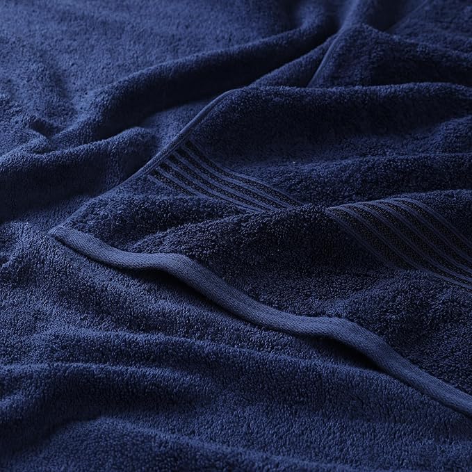Superior Egyptian Cotton 6-Piece Towel Set, Assorted Towels for Home Bathroom, Master, Guest Bath, Decor Essentials, Includes 2 Bath, 2 Hand, 2 Face Towels/Washcloths, Quick Dry, Absorbent, Navy Blue