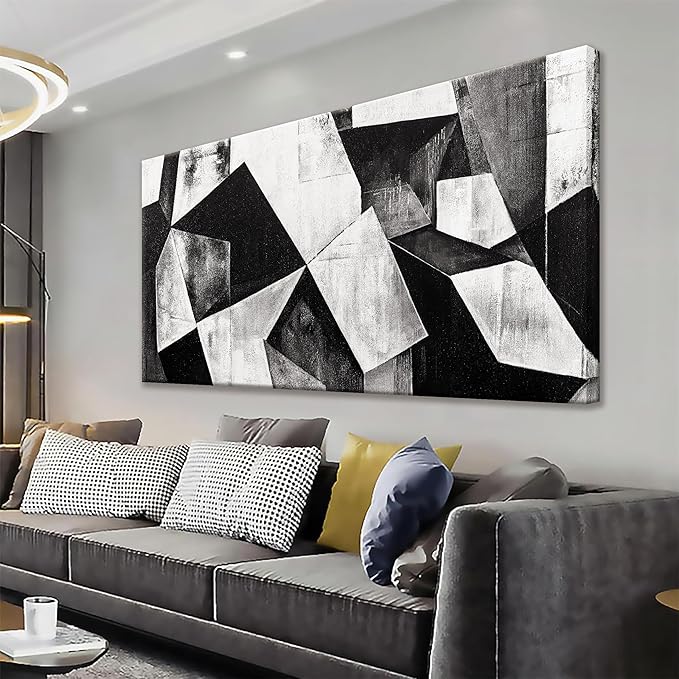 TAIJXAGSG Black And White Wall Art Decor Canvas Art Wall Decor Minimalist Wall Art Geometric Color Block Canvas Artwork Paintings Wall Decor Modern Bedroom Art Office Home Decor Wall 20"X 40"