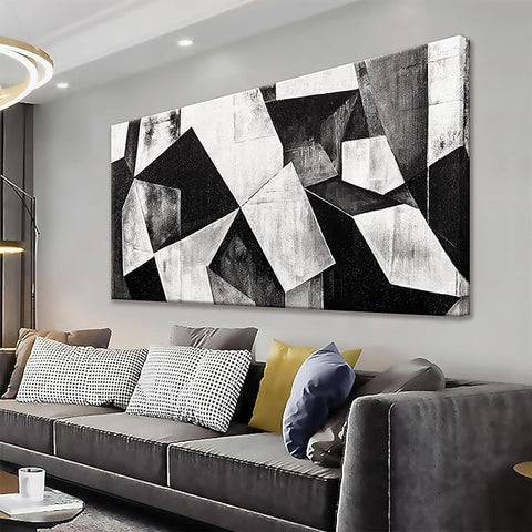 TAIJXAGSG Black And White Wall Art Decor Canvas Art Wall Decor Minimalist Wall Art Geometric Color Block Canvas Artwork Paintings Wall Decor Modern Bedroom Art Office Home Decor Wall 20"X 40"