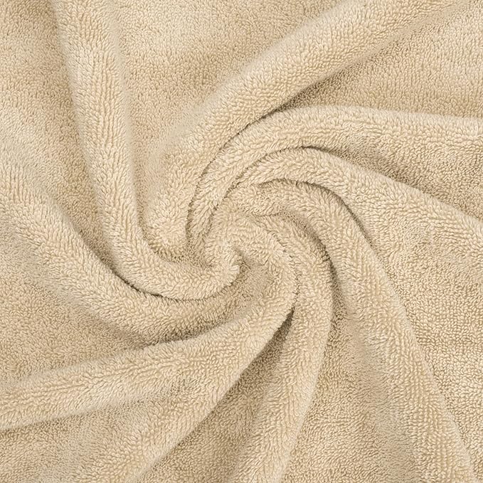 American Soft Linen Salem Washcloth Sets, 4 Piece Luxury 600 GSM 100% Cotton Washcloths for Bathroom, 13x13 inches Washrags Premium Quality Hand Face Towels, Beige