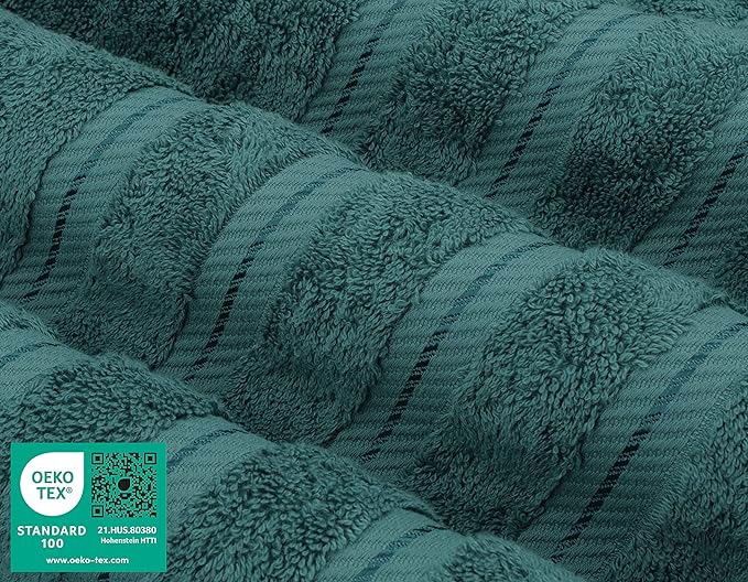 American Soft Linen Luxury 6 Piece Towel Set, 2 Bath Towels 2 Hand Towel 2 Washcloths, 600 GSM 100% Cotton Turkish Towels for Bathroom, Teal Towel Sets