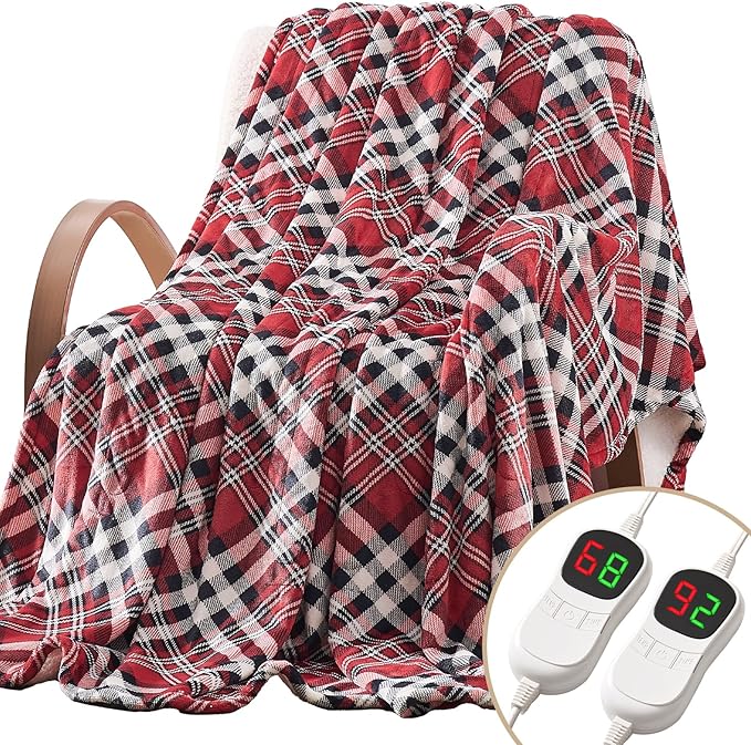 Homemate Electric Blanket Heated Queen Size - 84“x90“ Ultra Soft Cozy Flannel Heating Blanket with 10 Fast Heat Levels 8 Hours Auto Off Over-Heated Protection ETL Certification Keep Warm in Home