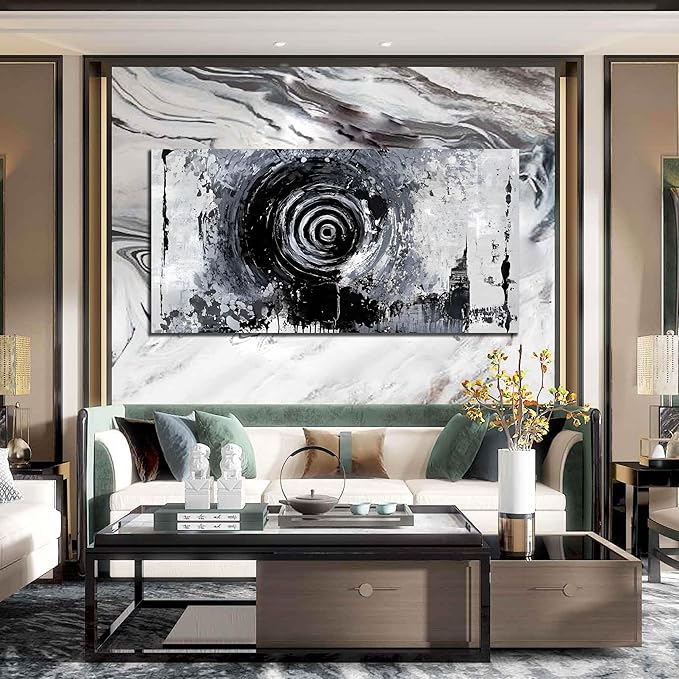 Abstract Large Wall Art for Living Room - Black and White Canvas Wall Art for Office - Modern Art Wall Decor for Bedroom Size 29" x 59"