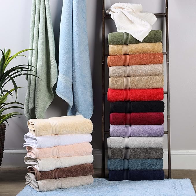 Superior Egyptian Cotton 3-Piece Towel Set, Basic Towels For Bathroom, Home Decor, Guest Bath, Shower, Apartment, Included 1 Face, 1 Hand, 1 Bath Towel, Washcloth, Quick Dry, Toast