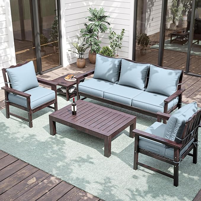 Premium Outdoor Seat Cushion Chair Cushions for Patio Furniture 19 L X 19 W X 4 H Waterproof & Fade Resistant Deep Seat and Backrest Cushion Set with Removable Covers for Chair, Sofa