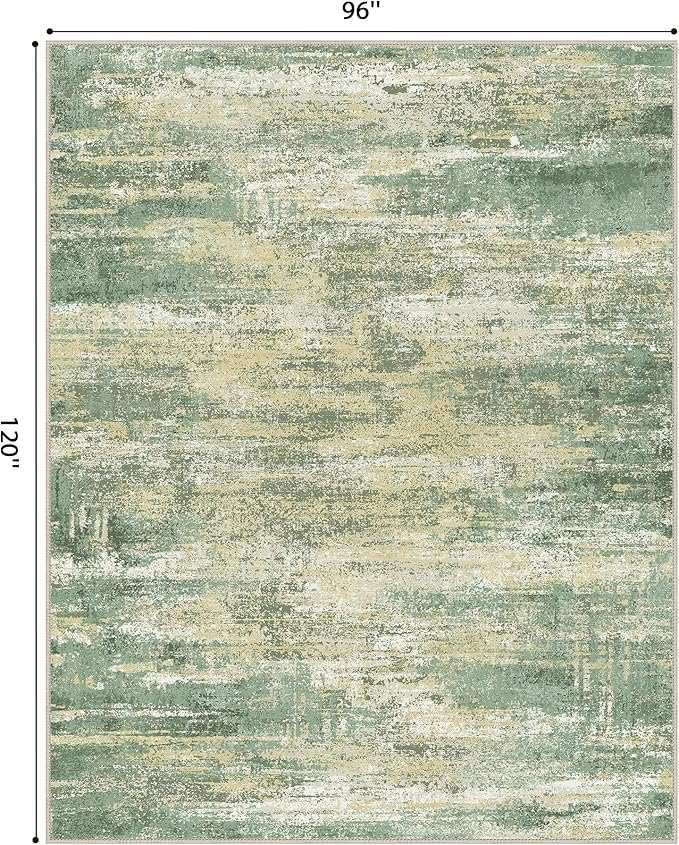 GENIMO 8x10 Area Rugs, Machine Washable Rugs for Living Room Low Pile, Abstract Blue Rug with Non-Slip Rubber Backing, Soft Pet Friendly Carpet for Bedroom, Dining Room, Office, Desert Dawn