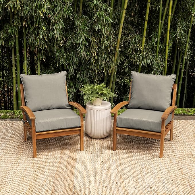 Arden earthFIBER Outdoor Deep Seat Cushion Set, 24 x 24, Rain-Proof, Fade Resistant, Deep Seat Bottom and Back Cushion for Chair, Sofa Sandbar Taupe Texture