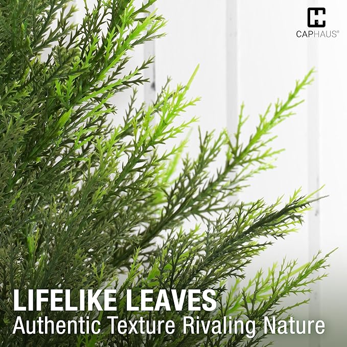 CAPHAUS 5 FT Artificial Cedar Tree Set of 2-60 Inch UV Resistant Faux Topiary Trees with Dried Moss for Indoor/Outdoor | Porch, Patio & Garden Decor