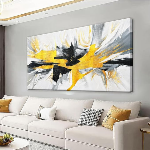 TAIJXAGSG Abstract Black And Gold Wall Art Painting Canvas Art Wall Decor 20 x 40 Inch Decorations Gold And White Wall Art Office Decor Canvas Picture Artwork For Bedroom Kitchen Home Artwork