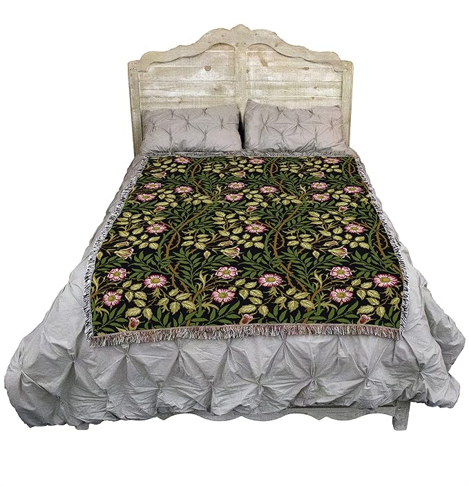 Pure Country Weavers William Morris Sweetbriar Night Blanket - Arts & Crafts - Gift Tapestry Throw Woven from Cotton - Made in The USA (72x54)