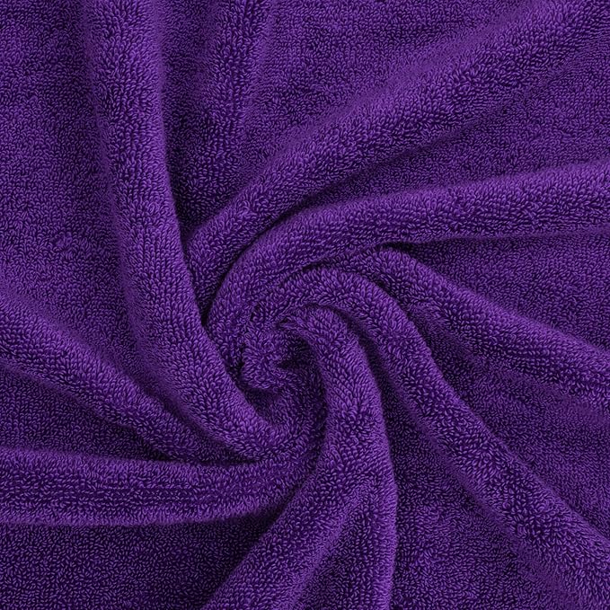American Soft Linen Salem 100% Cotton Turkish 4 Piece Hand Towels for Bathroom, 600 GSM Soft Absorbent Quickdry Hand Face Towel Set, Purple