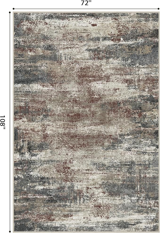 GENIMO Rugs for Bedroom-Washable 6x9 Area Rugs Lightweight Low Pile, Abstract Printed Non-Slip Carpet for Living Room, Playroom, Dining Room, Office, Mystic Forest