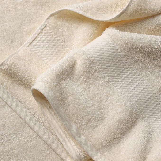 Superior Egyptian Cotton Pile 6 Piece Towel Set, Includes 2 Bath, 2 Hand, 2 Face Towels/Washcloths, Ultra Soft Luxury Towels, Thick Plush Essentials, Guest Bath, Spa, Hotel Bathroom, Cream
