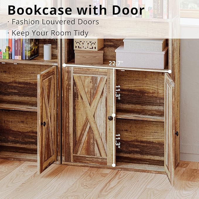 IRONCK Tall Bookcase with LED Lights, 70 in Industrial Bookshelf Display Shelf Floor Standing for Home Office, Living Room, Bed Room