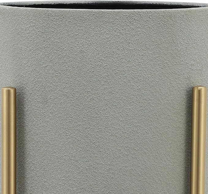 Sagebrook Home Set of 2 Modern Iron Planters with Stands, Gray and Gold, 23" & 19"