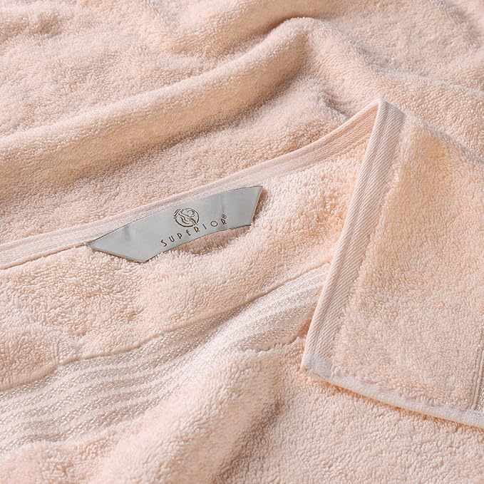 Superior Egyptian Cotton 8-Piece Towel Set, Assorted Towels for Home Bathroom, Guest Bath Decor Essentials, Includes 2 Bath, 4 Hand, 2 Face Towels/Washcloths, Quick Dry, Absorbent, Peach