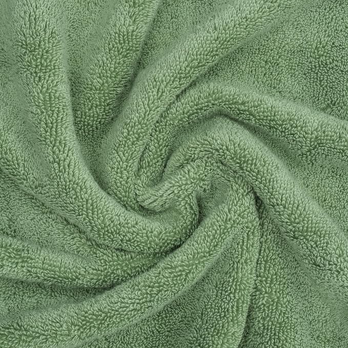 American Soft Linen Salem 100% Cotton Turkish 4 Piece Hand Towels for Bathroom, 600 GSM Soft Absorbent Quickdry Hand Face Towel Set, Sage Green