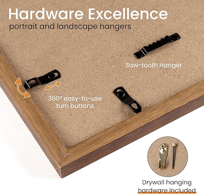 Axeman 13x19 Poster Frame | Solid Oak Wood 13x19 Picture Frame With Mat for 11x17 | 13''x19'' Wood Frame | Tempered Glass and Hanging Hardware Included Home Wall Decor Hanging Frame | Walnut