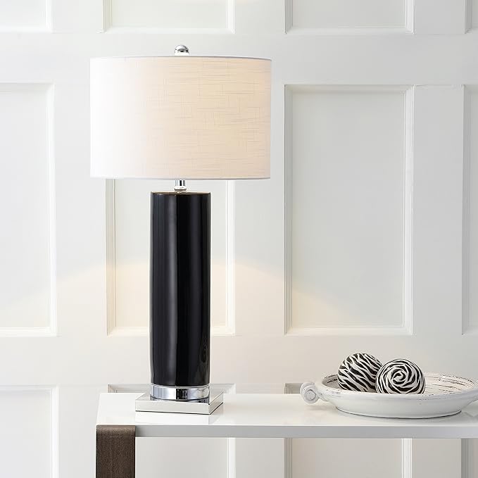 JONATHAN Y JYL8021B Dallas 31.5" Ceramic LED Table Lamp Contemporary Transitional Bedside Desk Nightstand Lamp for Bedroom Living Room Office College Bookcase LED Bulb Included, Black/Chrome