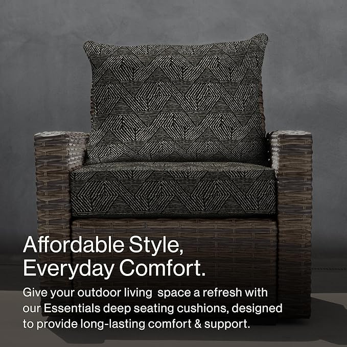 Honeycomb Outdoor Essentials Deep Seat, 24 x 24, Zaire Black Chair Cushion for Patio Furniture