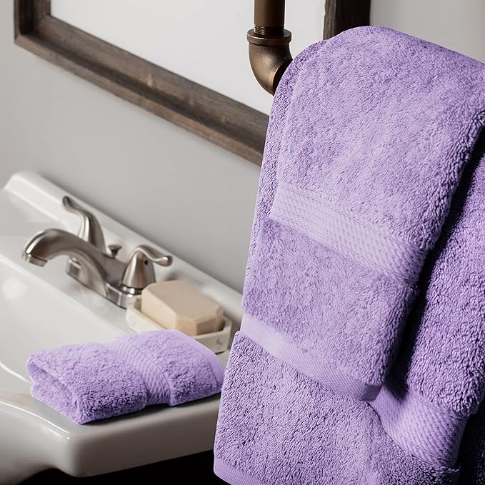 Buckingham Egyptian Cotton 3-Piece Towel Set, Washcloths, Hand Towels, Bath Towels, Purple