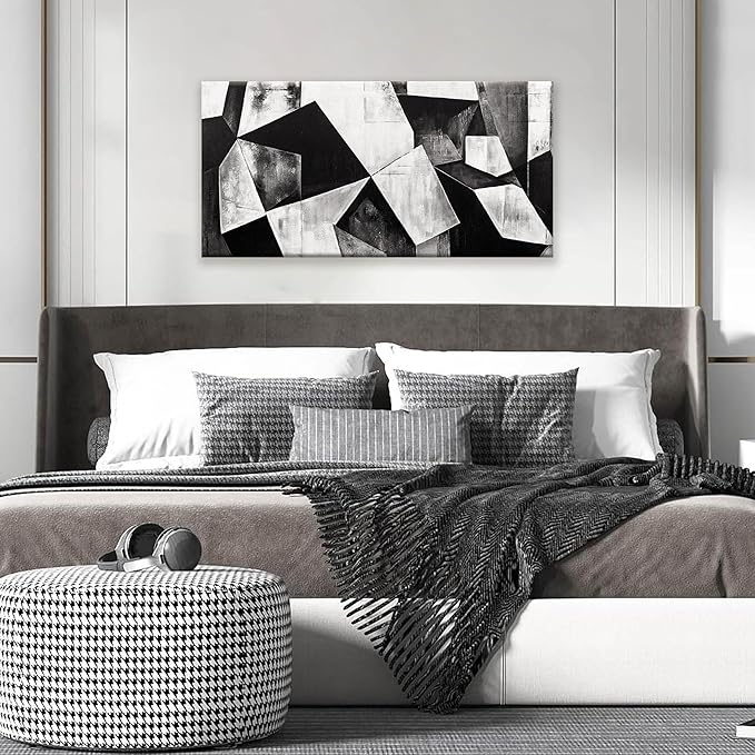 TAIJXAGSG Black And White Wall Art Decor Canvas Art Wall Decor Minimalist Wall Art Geometric Color Block Canvas Artwork Paintings Wall Decor Modern Bedroom Art Office Home Decor Wall 20"X 40"