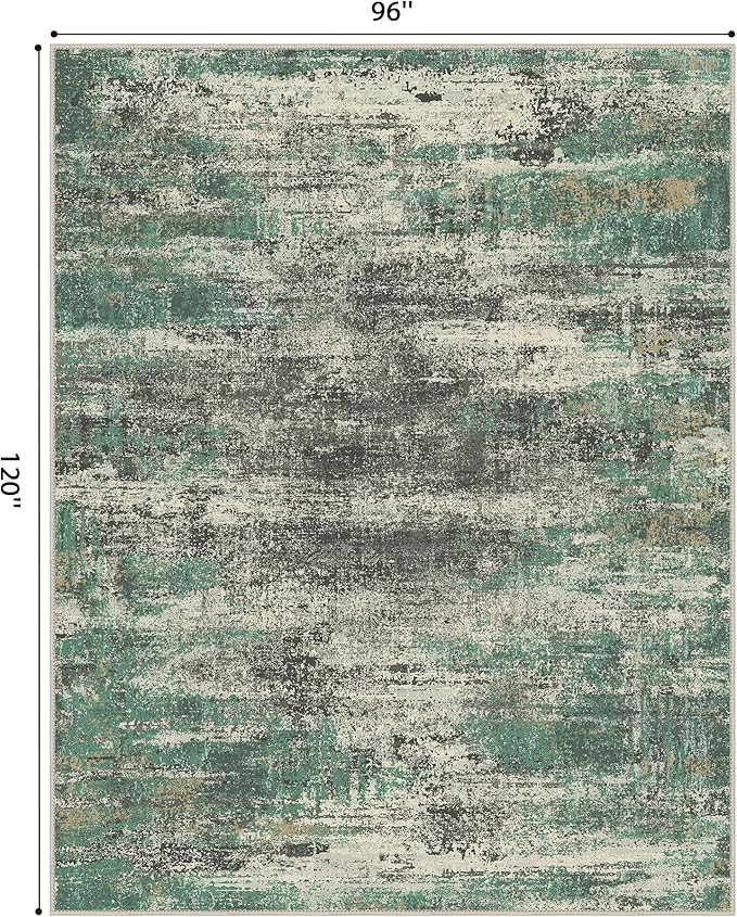 GENIMO 8x10 Area Rugs, Abstract Modern Living Room Rugs, Large Machine Washable Rug Non-Slip, Soft Pet Friendly Rugs for Bedroom, Playroom, Dining Room, Sage Green