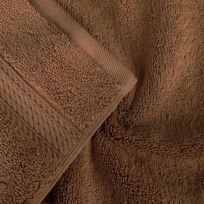 BNM Egyptian Cotton Heavyweight Towels, Ideal For Bathroom, Shower, Spa, Hotel, 800 GSM, Face/ Washcloths, Hand Towels, Bath Towels, Absorbent, Luxury Basics, 9 Piece Towel Set, Chocolate Dark Brown