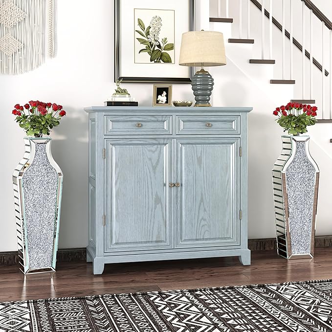 27" Tall Floor Crystal Vase Crushed Diamond Floor Vase Large Silver Vases for Decor Living Room Big Glass vases