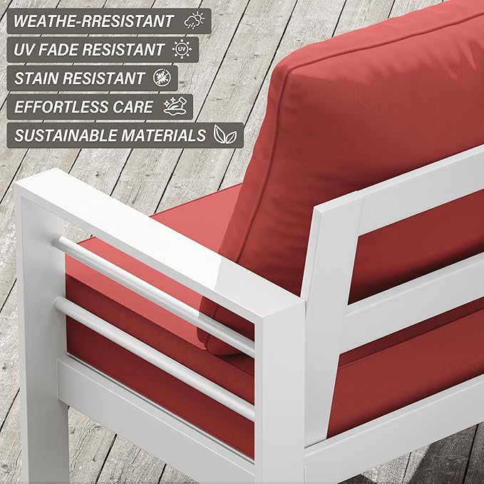 Outdoor Seat Cushion Set 24 x 24 x6.5 Inch Splash-Proof & Fade Resistant Patio Furniture Cushions with Removable Cover Deep Seat & Back Cushion with Straps for Chair Sofa Couch