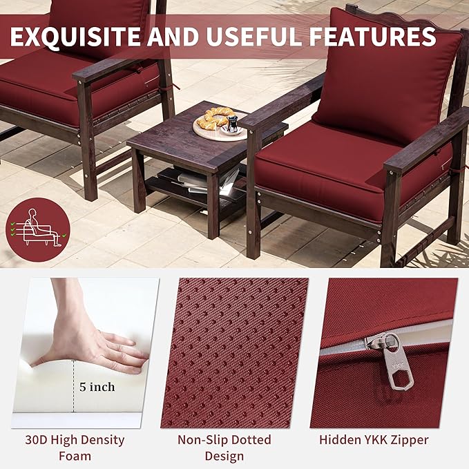 Premium Outdoor Seat Cushion Chair Cushions for Patio Furniture 24 L X 24 W X 5 H Waterproof & Fade Resistant Deep Seat and Backrest Cushion Set with Removable Covers for Chair, Sofa