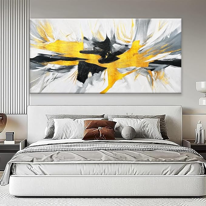 TAIJXAGSG Abstract Wall Art Canvas Art Wall Decor For Living Room Decorations Large Black And Gold Wall Art Office Decor Abstract White Wall Art For Home Bedroom Kitchen Artwork 29 x 58 Inch