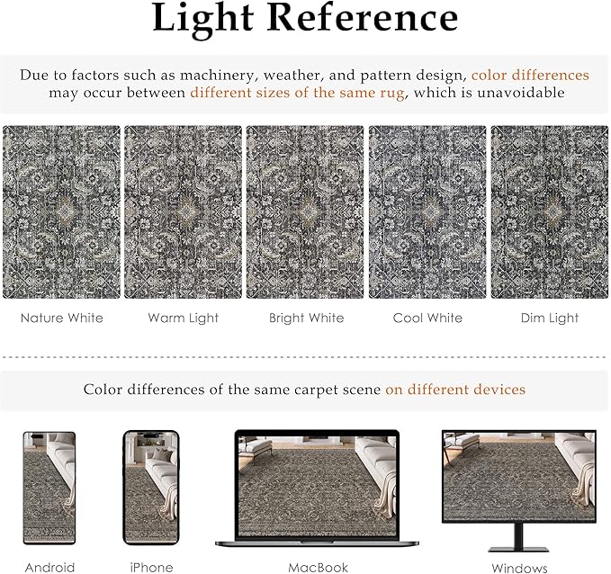 10x14 Washable Area Rug Black Vintage Distressed Living Room Bedroom Large Throw Rug Non Slip Low Pile Soft Accent Indoor Floor Carpet for Dining Room Office Entryway Kitchen