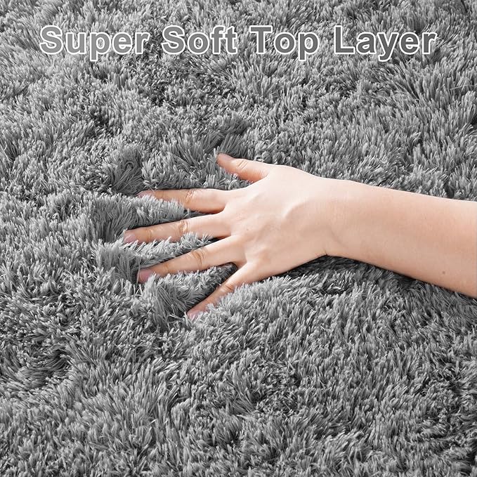 Small Bedside Rug, 2x3 Non Slip Fluffy Shaggy Entryway Throw Rugs for Bedroom Living Room, Indoor Floor Carpet for Kids Girls and Boys, Nursery Rooms Mat, Home Decor Aesthetic, Light Grey