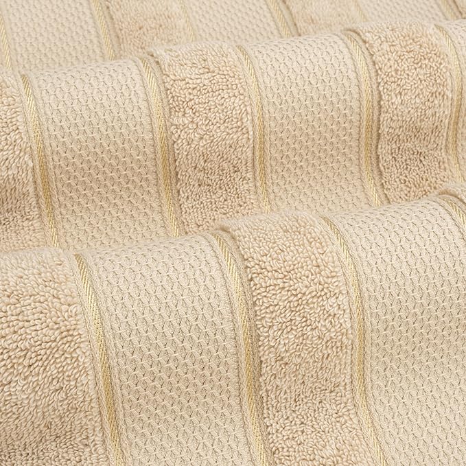 American Soft Linen Salem Turkish Bath Towel Set, 100% Cotton 600 GSM 6 Piece Towels for Bathroom, 2 Bath Towels 2 Hand Towels 2 Washcloths, Beige