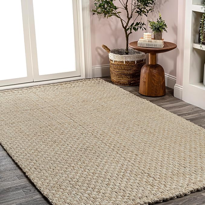JONATHAN Y Estera Hand Woven Boucle Chunky Jute Ivory Indoor Area Rug, 4x6, Bohemian, Transitional, Easy-Cleaning for Living Room, Bedroom, Kitchen, Pet Friendly, Non-Shedding (NFR102B-4)