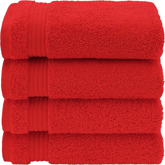 American Veteran Towel, Hand Towels for Bathroom Set of 4, 100% Cotton Turkish Hand Towel Sets Clearance Prime, Soft Drying Hand Face Towels, Red Hand Towels