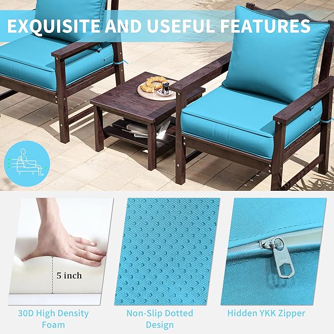 Premium Outdoor Seat Cushion Chair Cushions for Patio Furniture 24 L X 24 W X 5 H Waterproof & Fade Resistant Deep Seat and Backrest Cushion Set with Removable Covers for Chair, Sofa