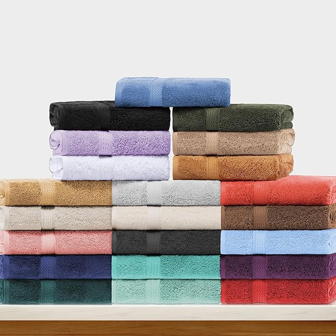 BLUENILEMILLS Premium Towel Collection, Egyptian Cotton Towels for Shower and Bathroom Assorted 3-Piece Towel Set, 30" x 55", 20" x 30", 13" x 13", Navy Blue by Blue Nile Mills