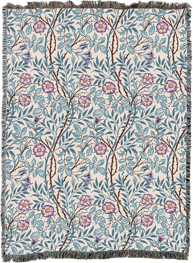 Pure Country Weavers William Morris Sweetbriar Frost Blanket XL - Arts & Crafts - Gift Tapestry Throw Woven from Cotton - Made in The USA (82x62)