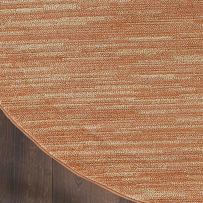 Nourison Home Essentials Indoor/Outdoor Rust 4' x Round Area Rug, Easy Cleaning, Non Shedding, Bed Room, Living Room, Dining Room, Backyard, Deck, Patio (4 Round)